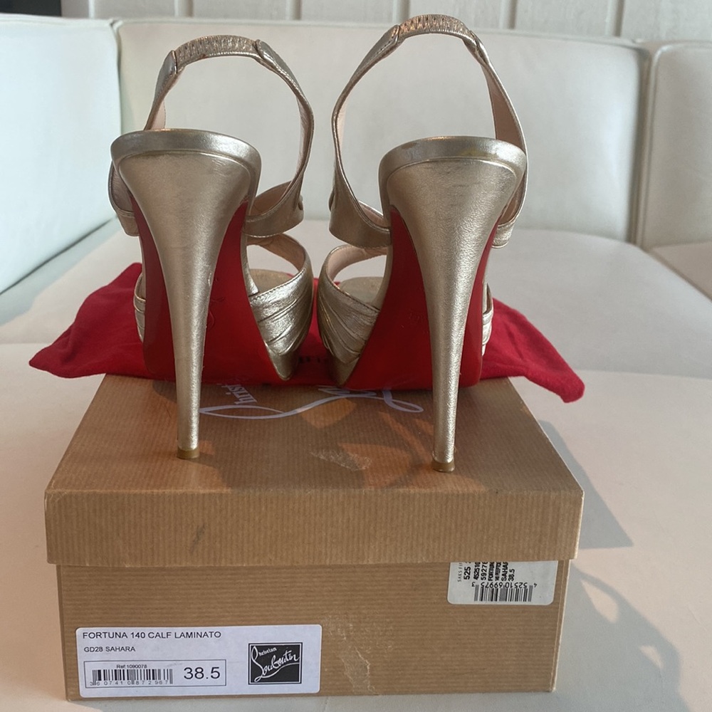 Authentic Christian Louboutin Gold Platform Sandals - Picture 3 of 9